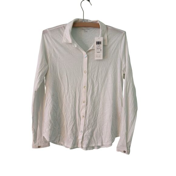 Eileen Fisher XXS White Long Sleeve Organic Irish Linen Button Down Shirt - Picture 1 of 5